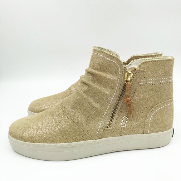 SPERRY Top Sider Crest Zone Gold Metallic Zip Ankle Boot Sneakers Womens 6 - Picture 4 of 9